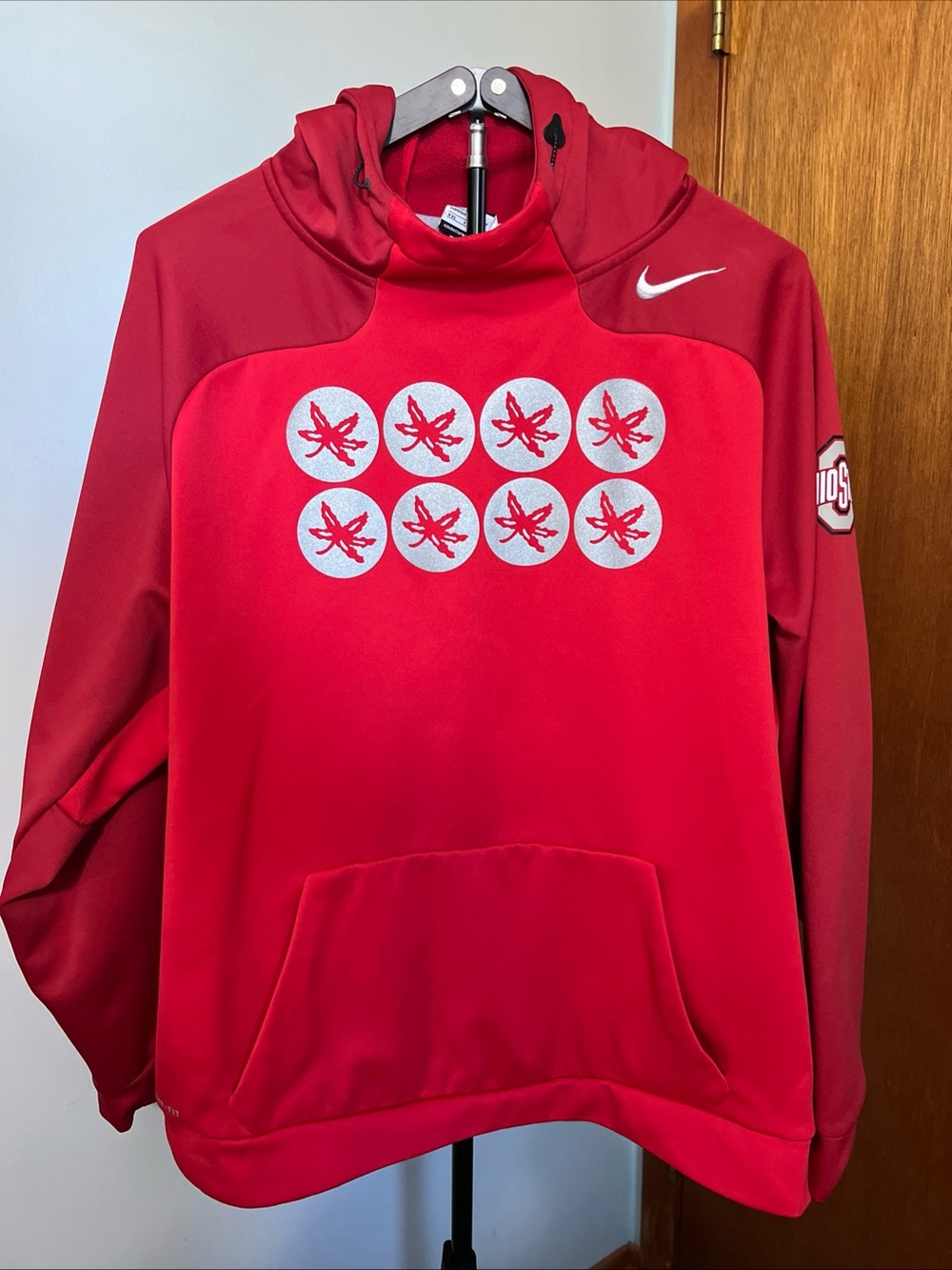 Nike Men’s Red Crewneck Pullover with Ohio State Motif